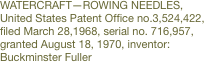 WATERCRAFT—ROWING NEEDLES, United States Patent