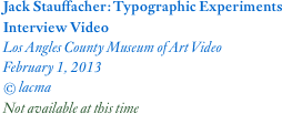 Jack Stauffacher: Typographic Experiments